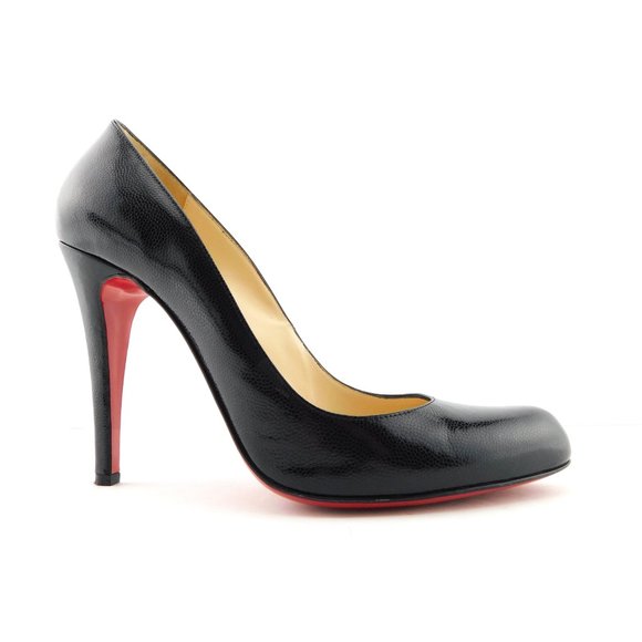 CHRISTIAN LOUBOUTIN Black Leather Heel Pumps 38.5 - Picture 4 of 9